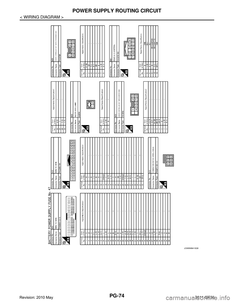INFINITI QX56 2011  Factory Service Manual 
PG-74
< WIRING DIAGRAM >
POWER SUPPLY ROUTING CIRCUIT
JCMWM8410GB
Revision: 2010 May2011 QX56  