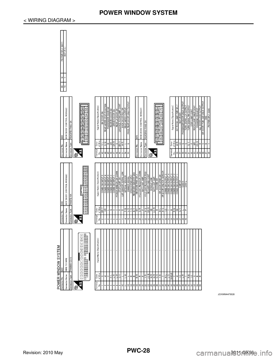 INFINITI QX56 2011  Factory Service Manual 
PWC-28
< WIRING DIAGRAM >
POWER WINDOW SYSTEM
JCKWM4479GB
Revision: 2010 May2011 QX56  