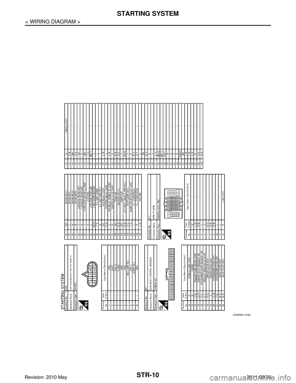 INFINITI QX56 2011  Factory Service Manual 
STR-10
< WIRING DIAGRAM >
STARTING SYSTEM
JCBWM2113GB
Revision: 2010 May2011 QX56  