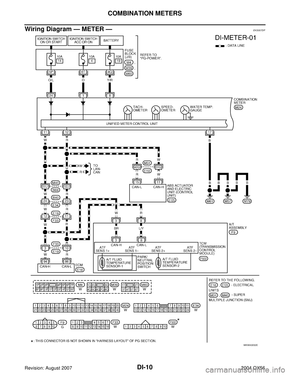 INFINITI QX56 2004  Factory Service Manual DI-10
COMBINATION METERS
Revision: August 20072004 QX56
Wiring Diagram — METER —EKS007DP
WKWA3052E 
