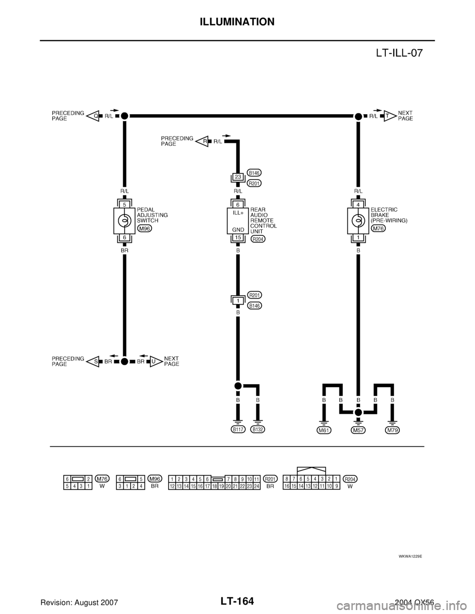 INFINITI QX56 2004  Factory Service Manual LT-164
ILLUMINATION
Revision: August 20072004 QX56
WKWA1229E 