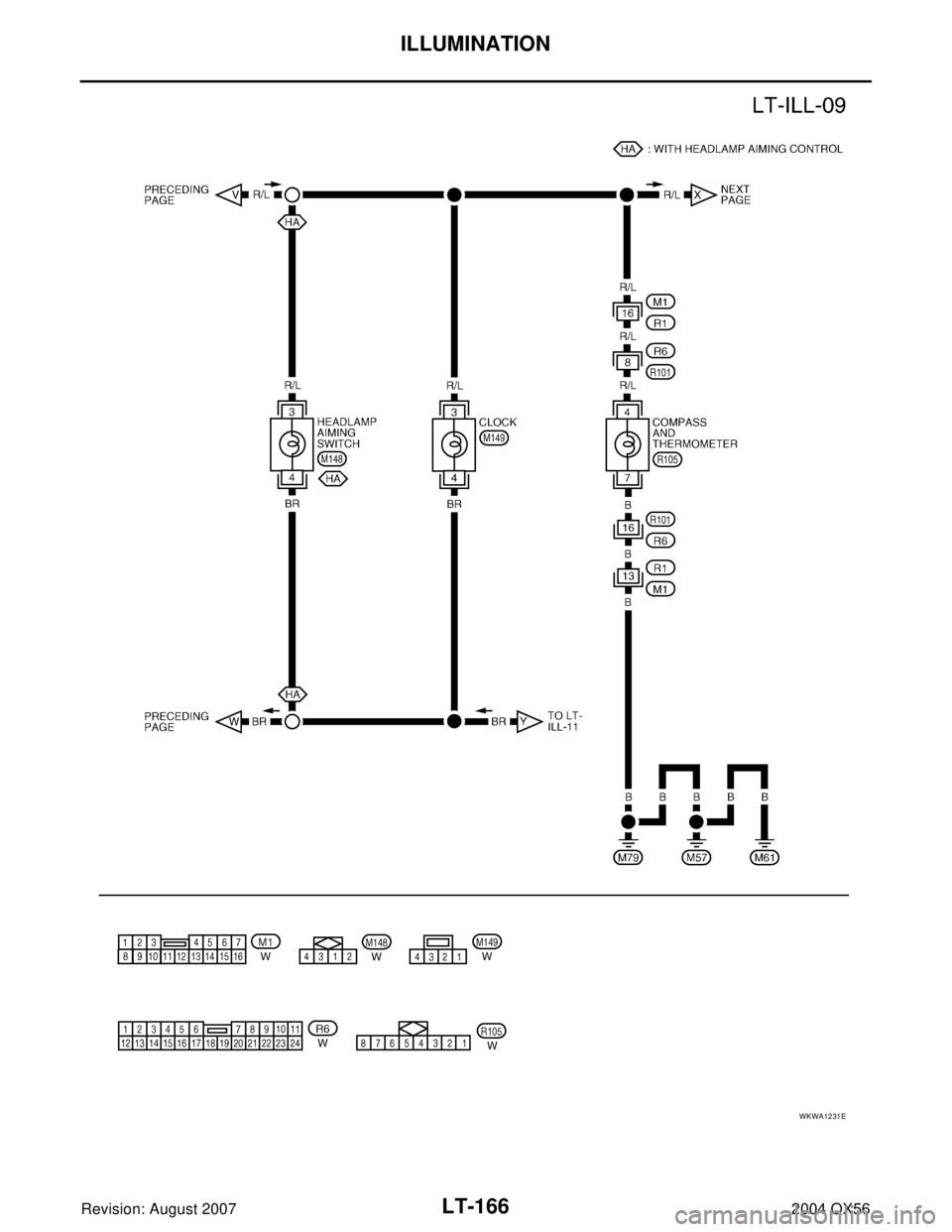INFINITI QX56 2004  Factory Service Manual LT-166
ILLUMINATION
Revision: August 20072004 QX56
WKWA1231E 