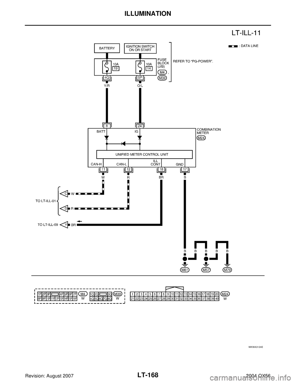 INFINITI QX56 2004  Factory Service Manual LT-168
ILLUMINATION
Revision: August 20072004 QX56
WKWA3124E 