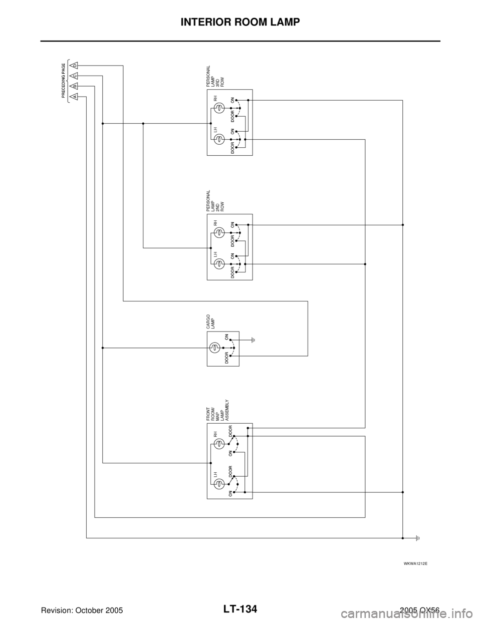INFINITI QX4 2005  Factory Service Manual LT-134
INTERIOR ROOM LAMP
Revision: October 20052005 QX56
WKWA1212E 