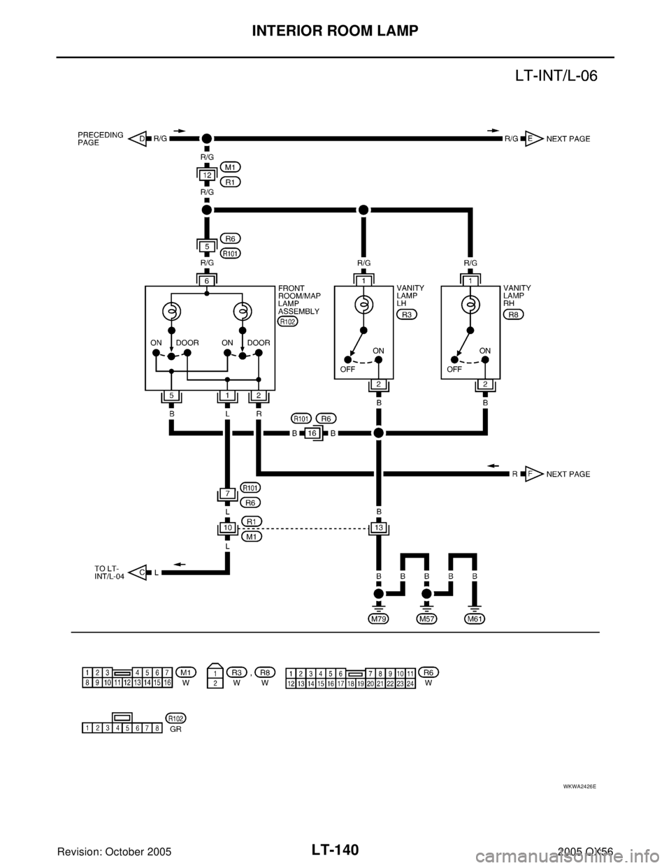 INFINITI QX4 2005  Factory Service Manual LT-140
INTERIOR ROOM LAMP
Revision: October 20052005 QX56
WKWA2426E 