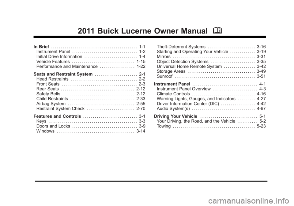 BUICK LUCERNE 2011  Owners Manual 