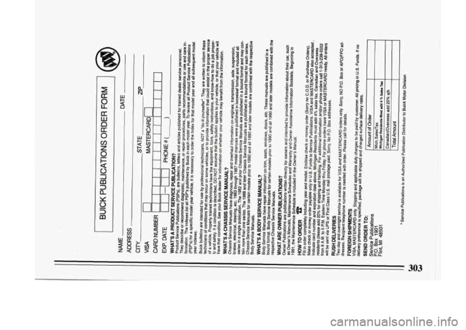 BUICK LESABRE 1993  Owners Manual 4 
303  
