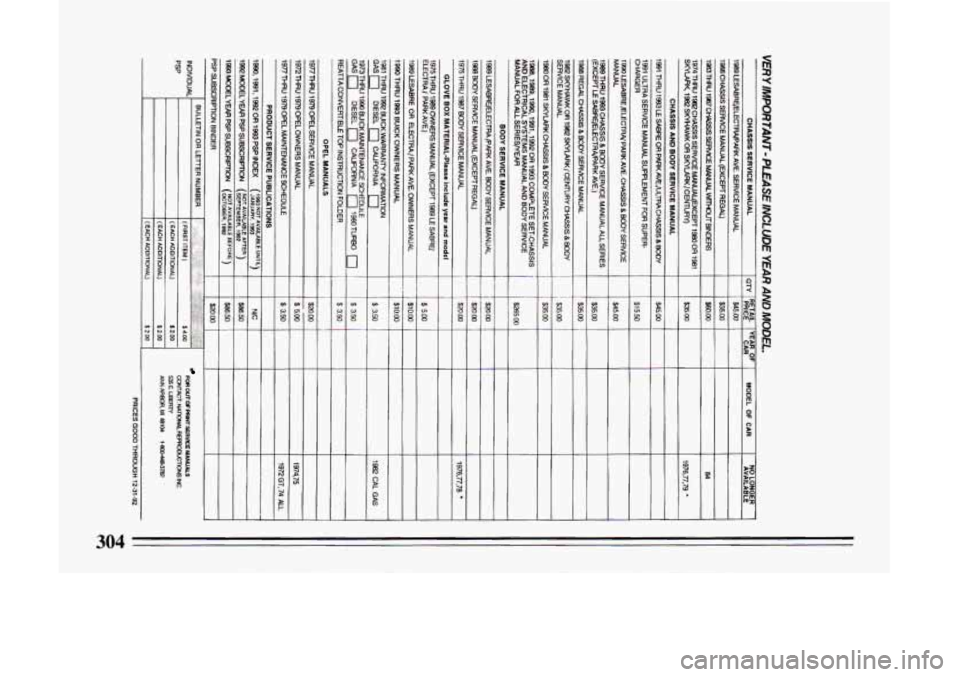 BUICK LESABRE 1993  Owners Manual 304  