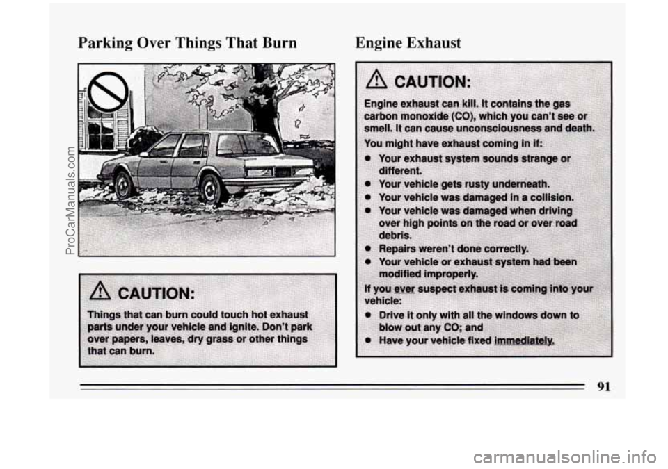 BUICK PARK AVENUE 1994  Owners Manual Parking Over Things That Burn Engine  Exhaust 
91 
ProCarManuals.com 