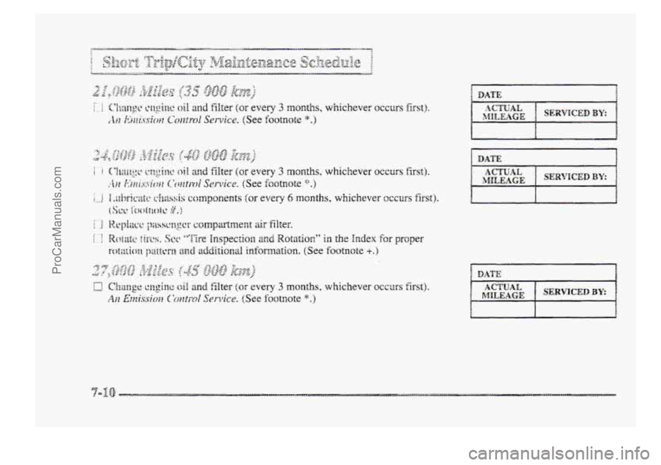 BUICK PARK AVENUE 1998  Owners Manual MILEAGE 
B DATE 
ProCarManuals.com 