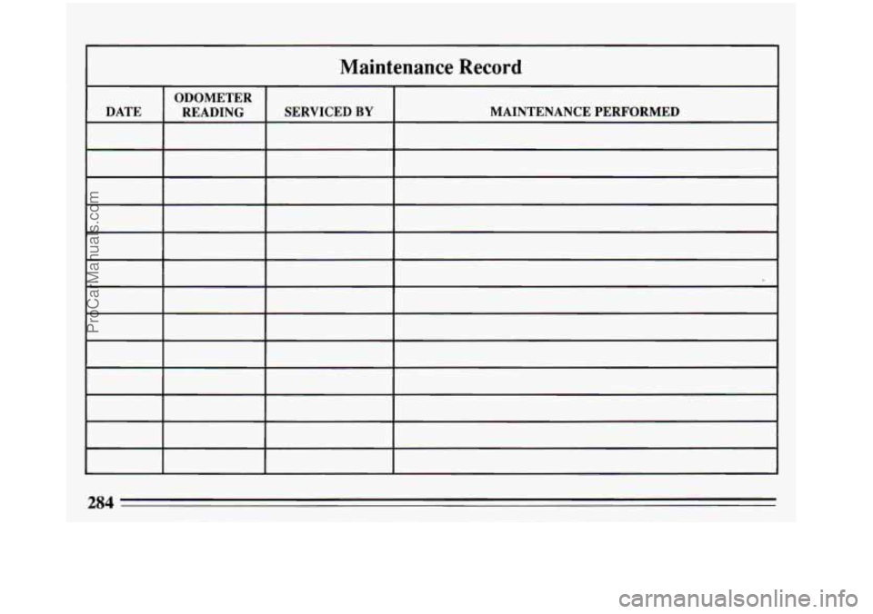 BUICK REGAL 1993  Owners Manual Maintenance  Record 
284 
ProCarManuals.com 