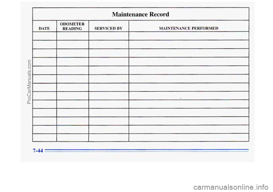 BUICK REGAL 1996  Owners Manual Maintenance Record 
7-44 
ProCarManuals.com 