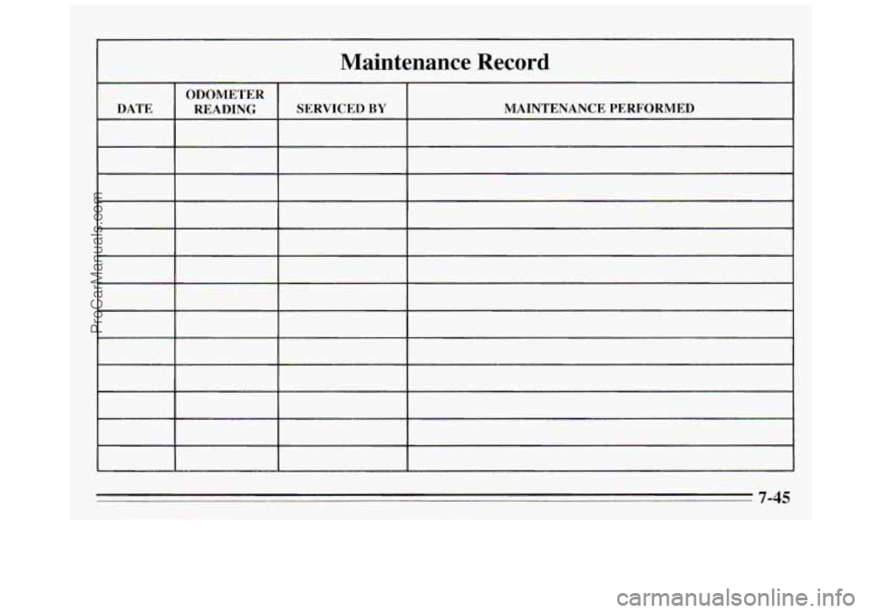 BUICK REGAL 1995  Owners Manual Maintenance  Record 
7-45 
ProCarManuals.com 