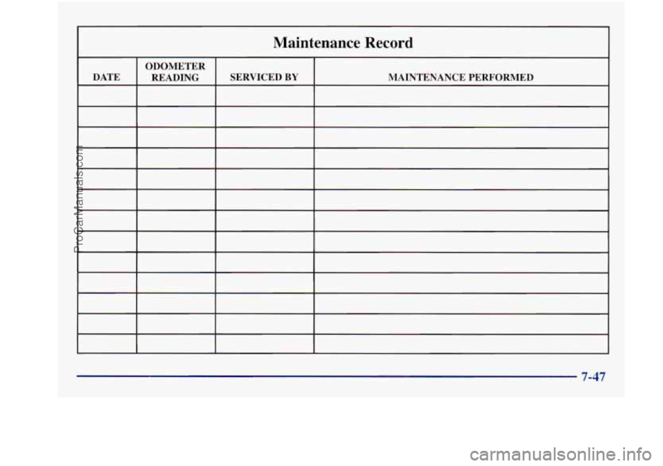 BUICK REGAL 1997  Owners Manual Maintenance  Record 
7-47 
ProCarManuals.com 
