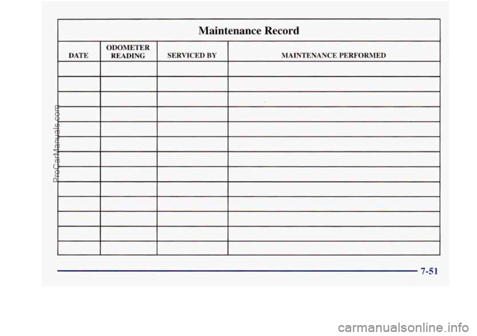 BUICK REGAL 1997  Owners Manual Maintenance  Record 
ProCarManuals.com 