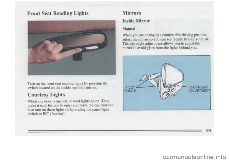 BUICK RIVIERA 1993  Owners Manual , ,> I 
Mirrors  