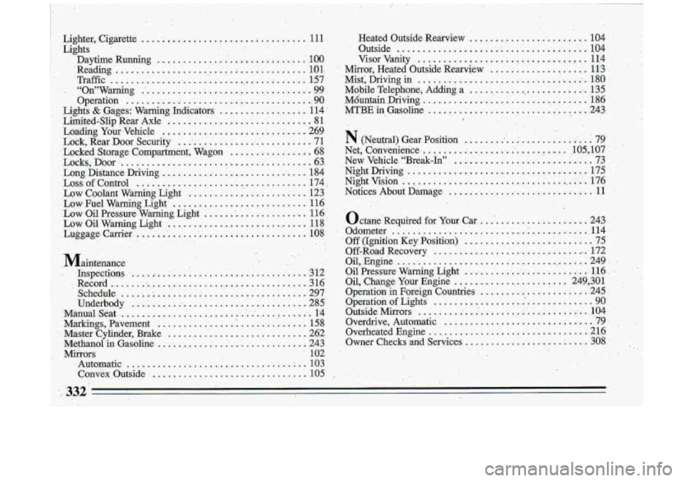 BUICK ROADMASTER 1993  Owners Manual 