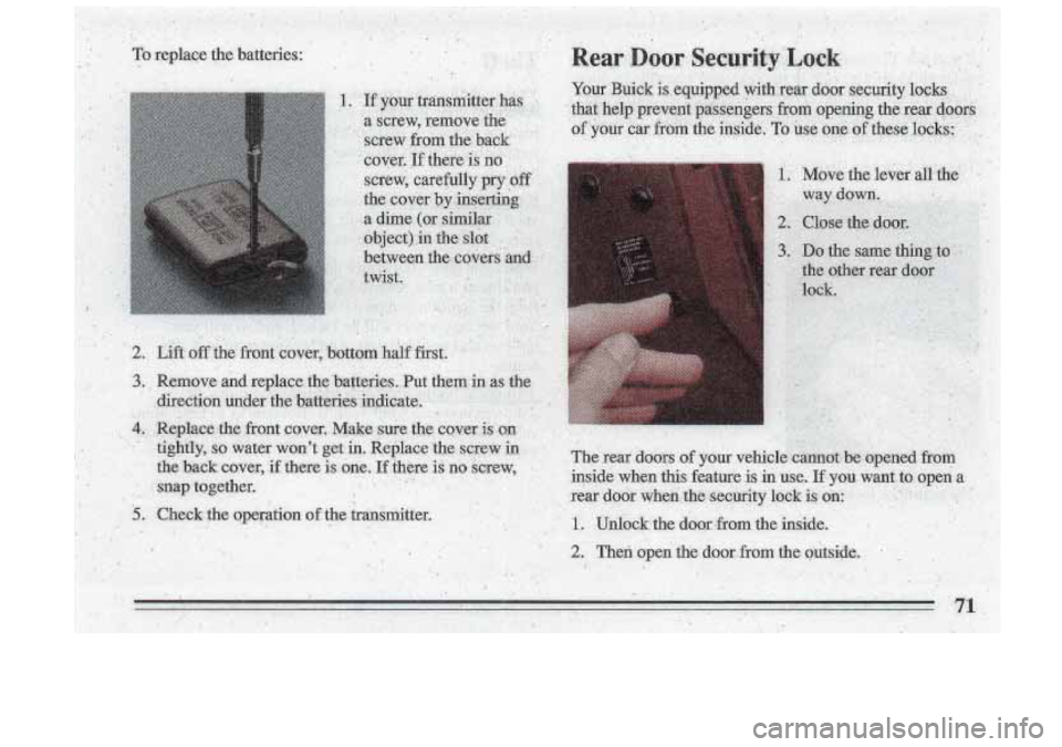 BUICK ROADMASTER 1993  Owners Manual 