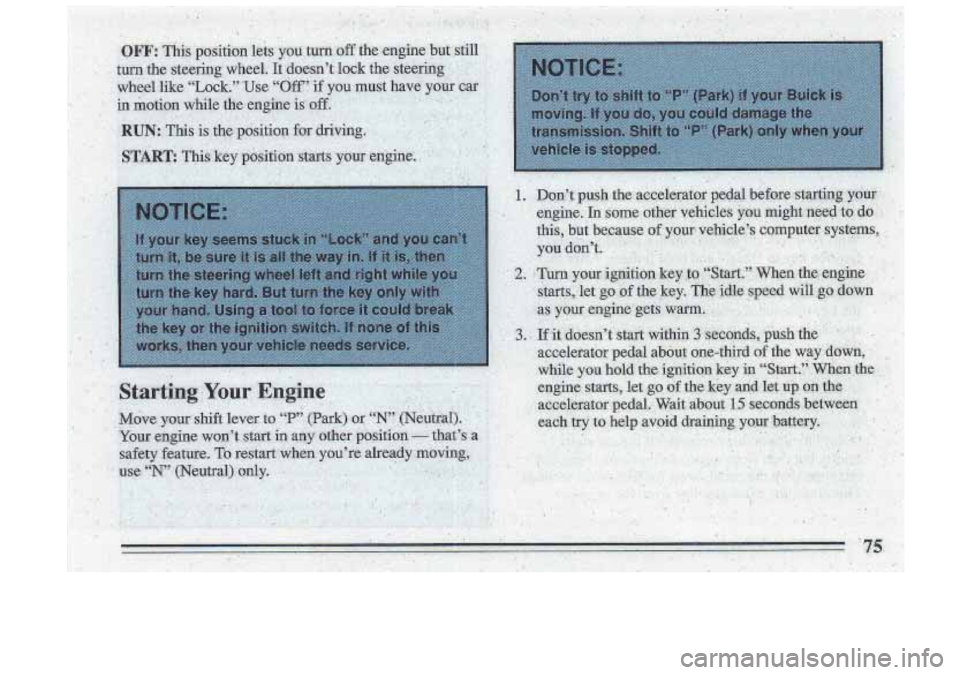 BUICK ROADMASTER 1993  Owners Manual 