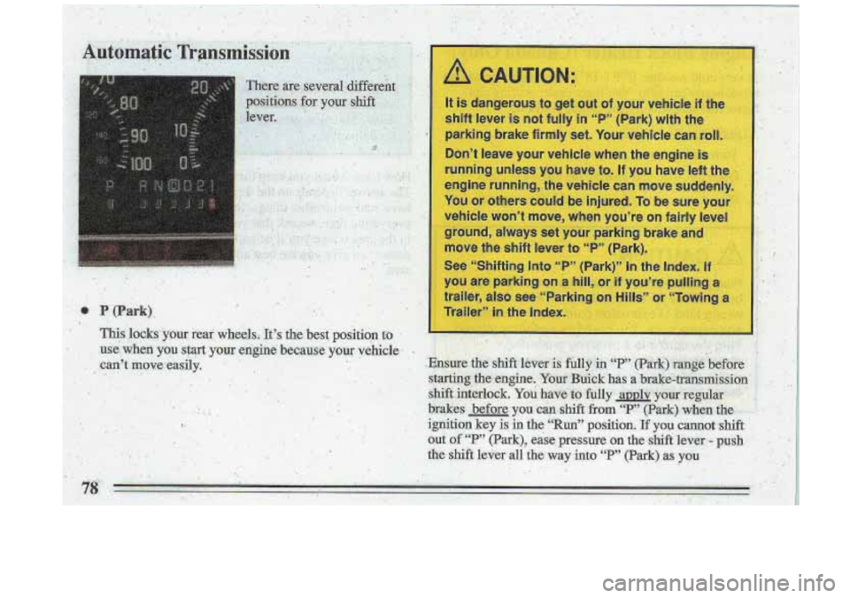 BUICK ROADMASTER 1993  Owners Manual 