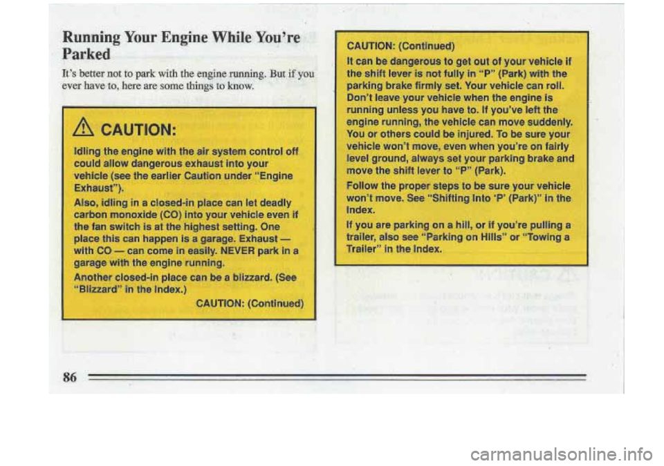 BUICK ROADMASTER 1993  Owners Manual 
