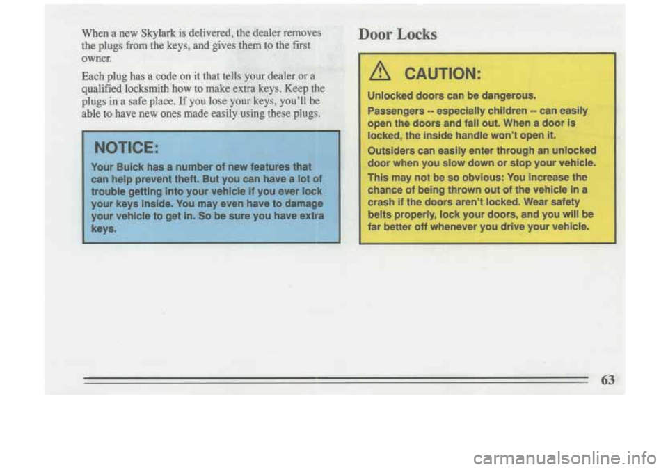 BUICK SKYLARK 1993  Owners Manual a  