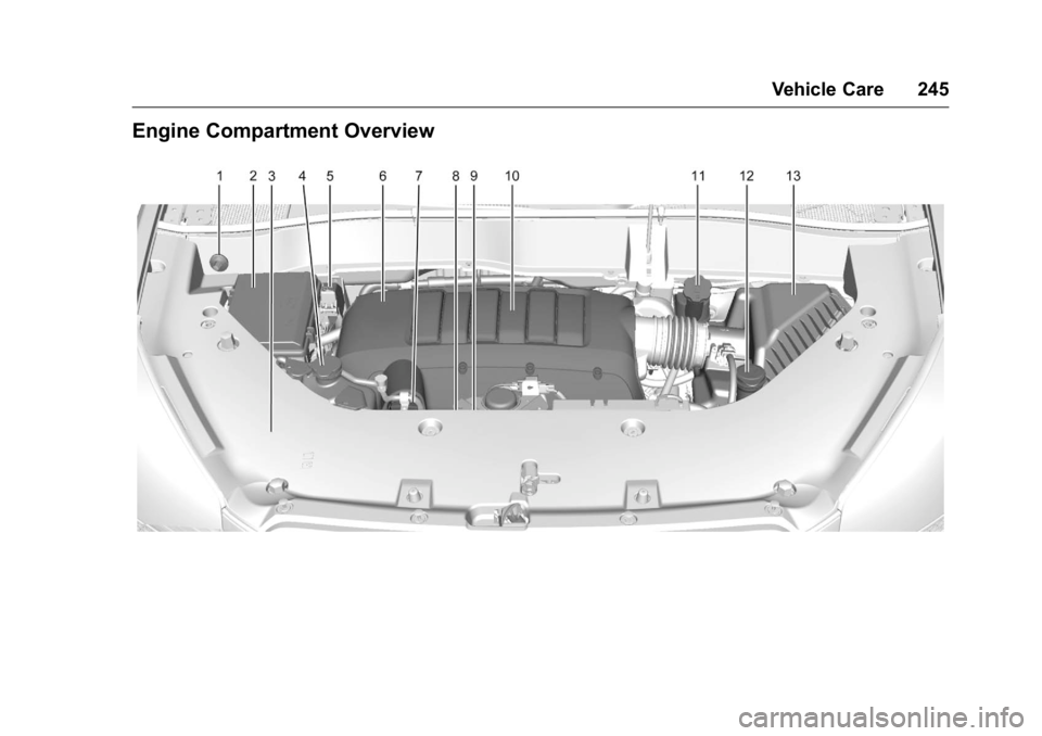 GMC ACADIA 2016  Owners Manual GMC Acadia/Acadia Denali Owner Manual (GMNA-Localizing-U.S./Canada/
Mexico-9159268) - 2016 - crc - 7/31/15
Vehicle Care 245
Engine Compartment Overview 