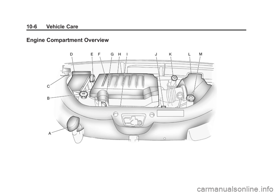 GMC ACADIA 2011  Owners Manual Black plate (6,1)GMC Acadia/Acadia Denali Owner Manual - 2011
10-6 Vehicle Care
Engine Compartment Overview 