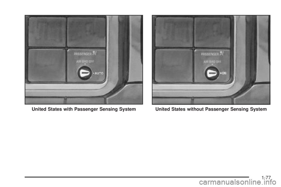 GMC SIERRA 2004  Owners Manual United States with Passenger Sensing SystemUnited States without Passenger Sensing System
1-77 