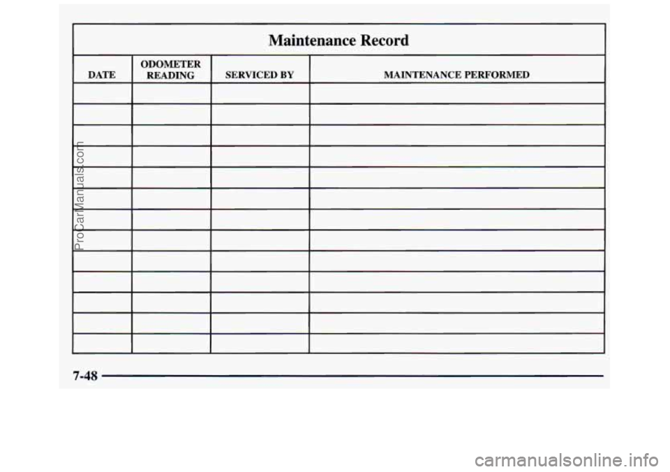 GMC SAVANA 1998  Owners Manual Maintenance  Record 
SERVICED BY 
7-48 
ProCarManuals.com 