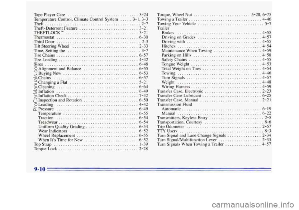GMC SIERRA 1996 Owners Manual Tape Player Care ............................... 3-24
Temperature Control. Climate Control System
..... 3- I. 3-3
Theft
.......................................... 2-7
Theft-Deterrent Featur GMC SIERRA 1996 Owners Manual Tape Player Care ............................... 3-24
Temperature Control. Climate Control System
..... 3- I. 3-3
Theft
.......................................... 2-7
Theft-Deterrent Featur