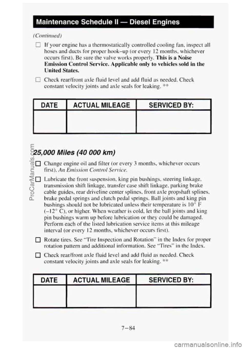 GMC SIERRA 1995  Owners Manual If your engine has a thermostatically  controlled cooling fan. inspect all 
hoses  and ducts  for propcr  hook-up 
(or every 12 months.  whichever 
occurs  first).  Be sure  the  valve  works properly