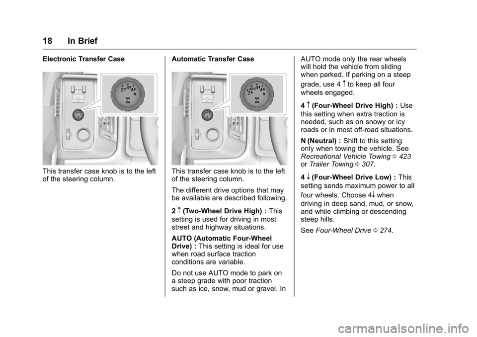 GMC SIERRA 1500 2017 Owners Manual GMC Sierra/Sierra Denali Owner Manual (GMNA-Localizing-U.S./Canada/
Mexico-9955992) - 2017 - crc - 5/3/16
18 In Brief
Electronic Transfer Case
This transfer case knob is to the left
of the steering co GMC SIERRA 1500 2017 Owners Manual GMC Sierra/Sierra Denali Owner Manual (GMNA-Localizing-U.S./Canada/
Mexico-9955992) - 2017 - crc - 5/3/16
18 In Brief
Electronic Transfer Case
This transfer case knob is to the left
of the steering co