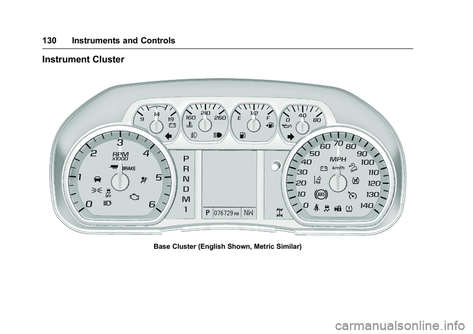 GMC SIERRA 1500 2016  Owners Manual GMC Sierra Owner Manual (GMNA-Localizing-U.S./Canada/Mexico-
9234758) - 2016 - crc - 11/9/15
130 Instruments and Controls
Instrument Cluster
Base Cluster (English Shown, Metric Similar) 