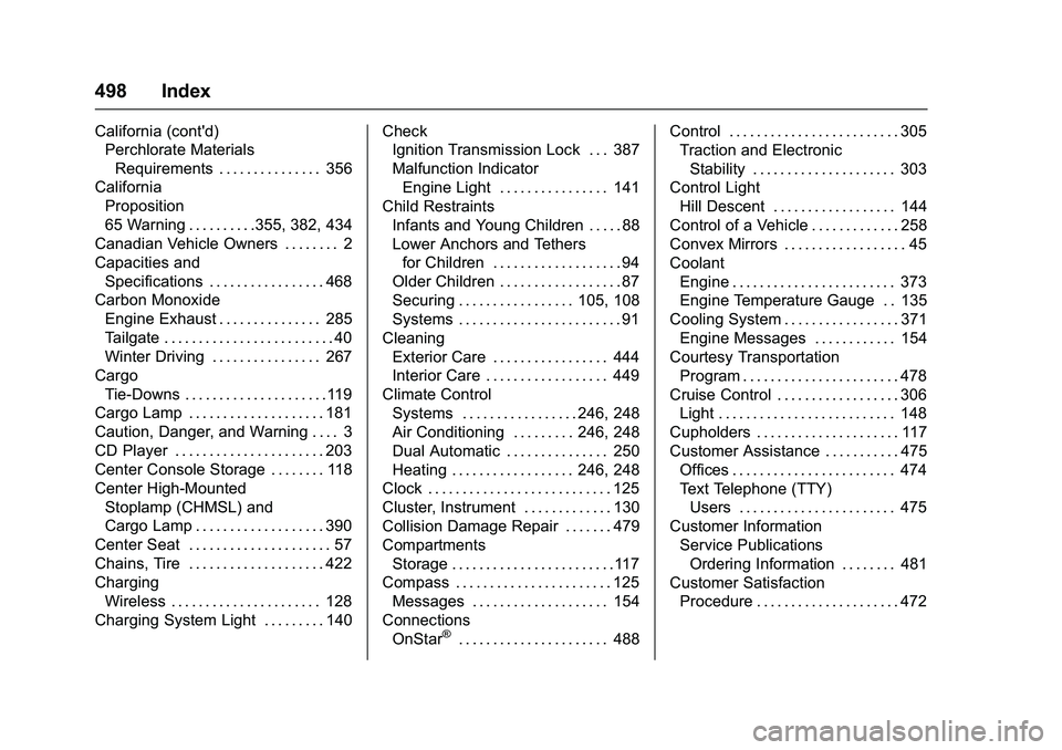 GMC SIERRA 1500 2016 Owners Manual GMC Sierra Owner Manual (GMNA-Localizing-U.S./Canada/Mexico-
9234758) - 2016 - crc - 11/9/15
498 Index
California (cont'd)Perchlorate Materials
Requirements . . . . . . . . . . . . . . . 356
Calif GMC SIERRA 1500 2016 Owners Manual GMC Sierra Owner Manual (GMNA-Localizing-U.S./Canada/Mexico-
9234758) - 2016 - crc - 11/9/15
498 Index
California (cont'd)Perchlorate Materials
Requirements . . . . . . . . . . . . . . . 356
Calif