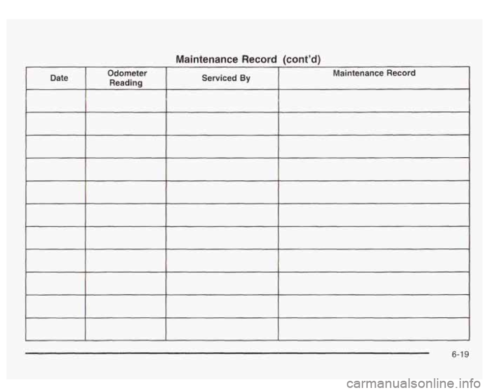GMC SIERRA DENALI 2003  Owners Manual Maintenance Record  (cont’d) 
6-  