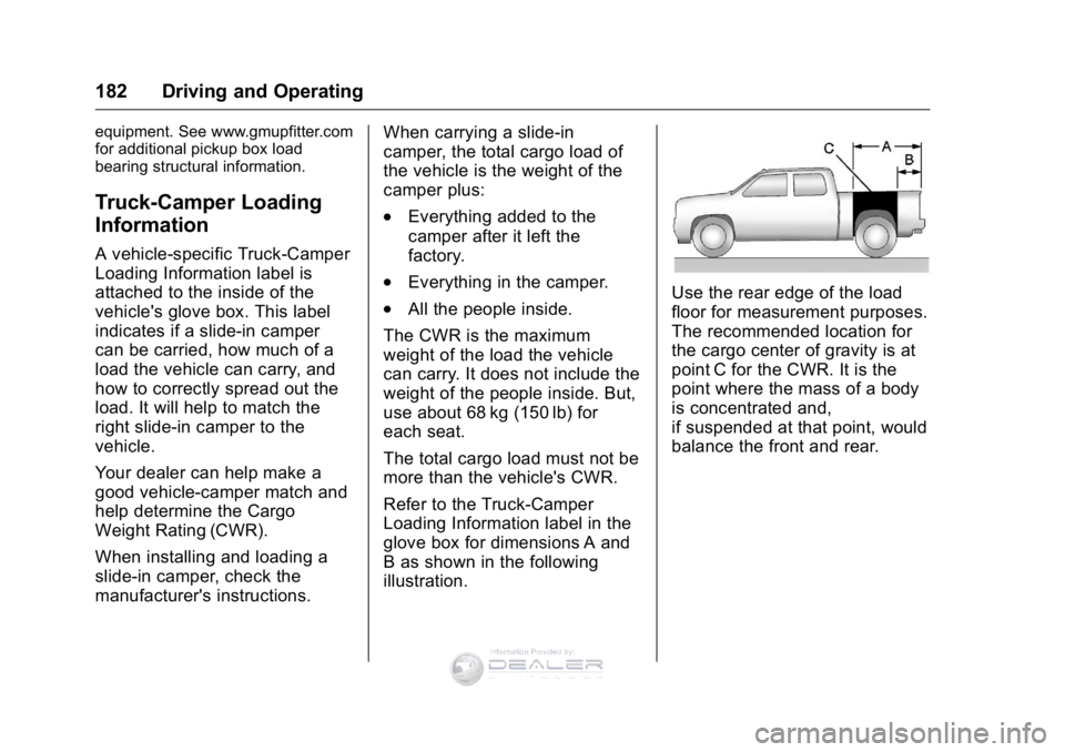 GMC SIERRA DENALI 2016 Owners Manual GMC Sierra Denali Owner Manual (GMNA-Localizing-U.S./Canada/Mexico-
9234761) - 2016 - crc - 7/24/15
182 Driving and Operating
equipment. See www.gmupfitter.com
for additional pickup box load
bearing s GMC SIERRA DENALI 2016 Owners Manual GMC Sierra Denali Owner Manual (GMNA-Localizing-U.S./Canada/Mexico-
9234761) - 2016 - crc - 7/24/15
182 Driving and Operating
equipment. See www.gmupfitter.com
for additional pickup box load
bearing s