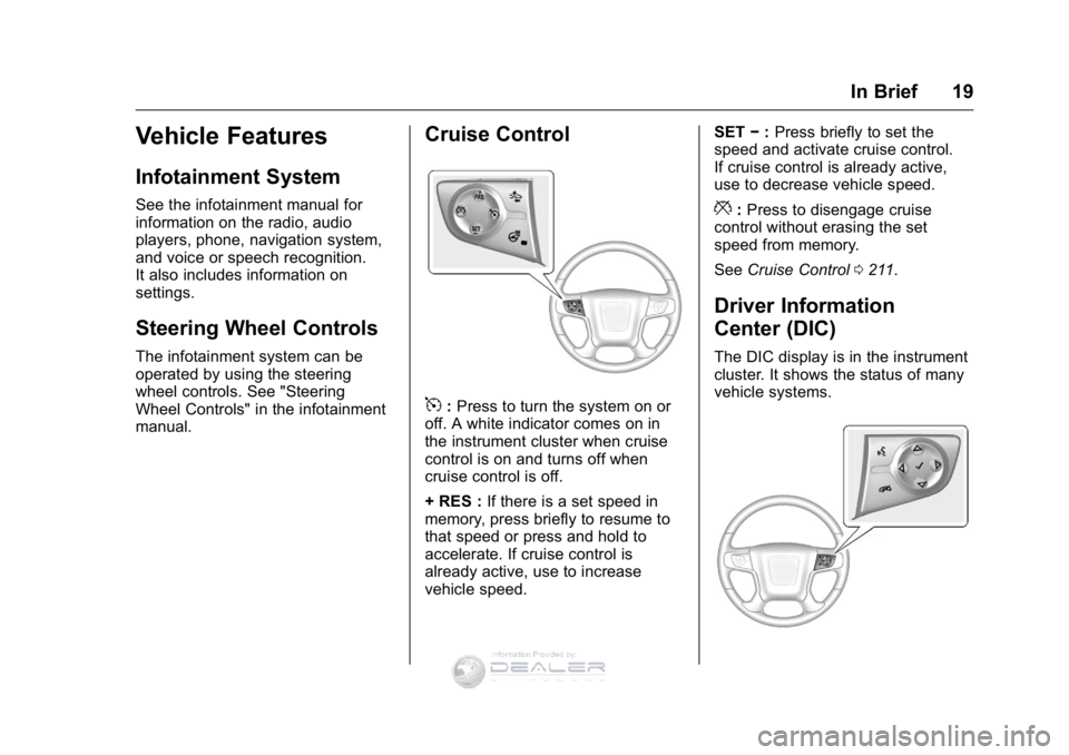 GMC SIERRA DENALI 2016 Owners Manual GMC Sierra Denali Owner Manual (GMNA-Localizing-U.S./Canada/Mexico-
9234761) - 2016 - crc - 7/24/15
In Brief 19
Vehicle Features
Infotainment System
See the infotainment manual for
information on the GMC SIERRA DENALI 2016 Owners Manual GMC Sierra Denali Owner Manual (GMNA-Localizing-U.S./Canada/Mexico-
9234761) - 2016 - crc - 7/24/15
In Brief 19
Vehicle Features
Infotainment System
See the infotainment manual for
information on the