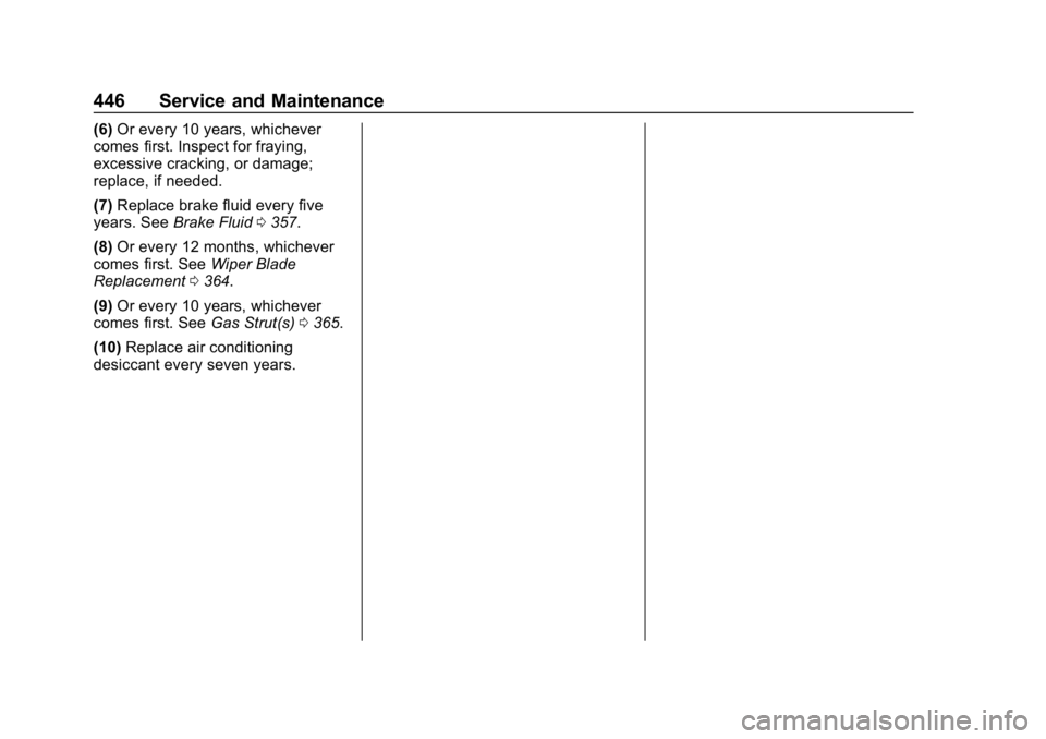 GMC SIERRA DENALI 2020  Owners Manual GMC Sierra/Sierra Denali Owner Manual (GMNA-Localizing-U.S./Canada/
Mexico-13337776) - 2020 - CRC - 8/27/19
446 Service and Maintenance
(6)Or every 10 years, whichever
comes first. Inspect for fraying