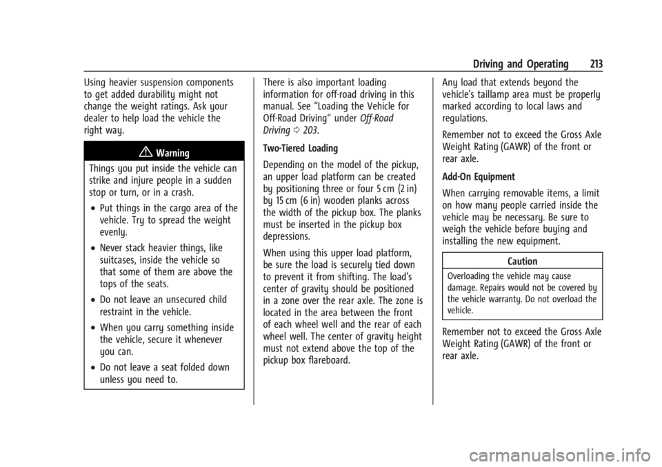 GMC SIERRA DENALI 2024  Owners Manual GMC Sierra/Sierra Denali 2500 HD/3500 HD Owner Manual (GMNA-
Localizing-U.S./Canada-16908340) - 2024 - CRC - 12/13/22
Driving and Operating 213
Using heavier suspension components
to get added durabil