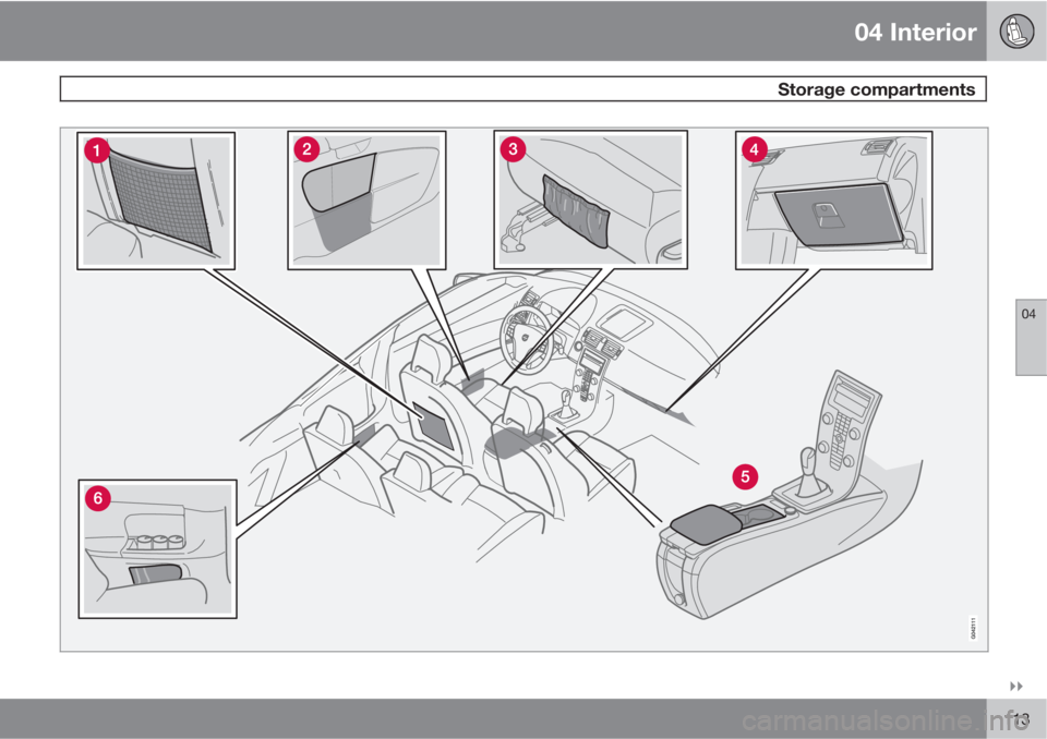 VOLVO C30 2011  Owner´s Manual 04 Interior
 Storage compartments
04

113 