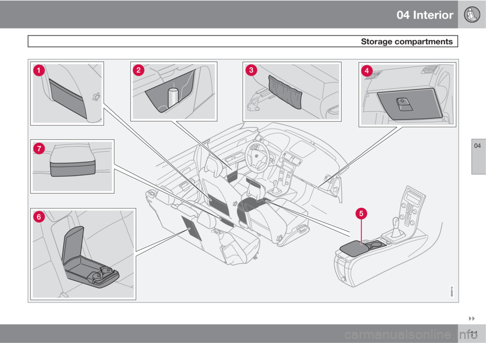 VOLVO V50 2011  Owner´s Manual 04 Interior
 Storage compartments
04

111 