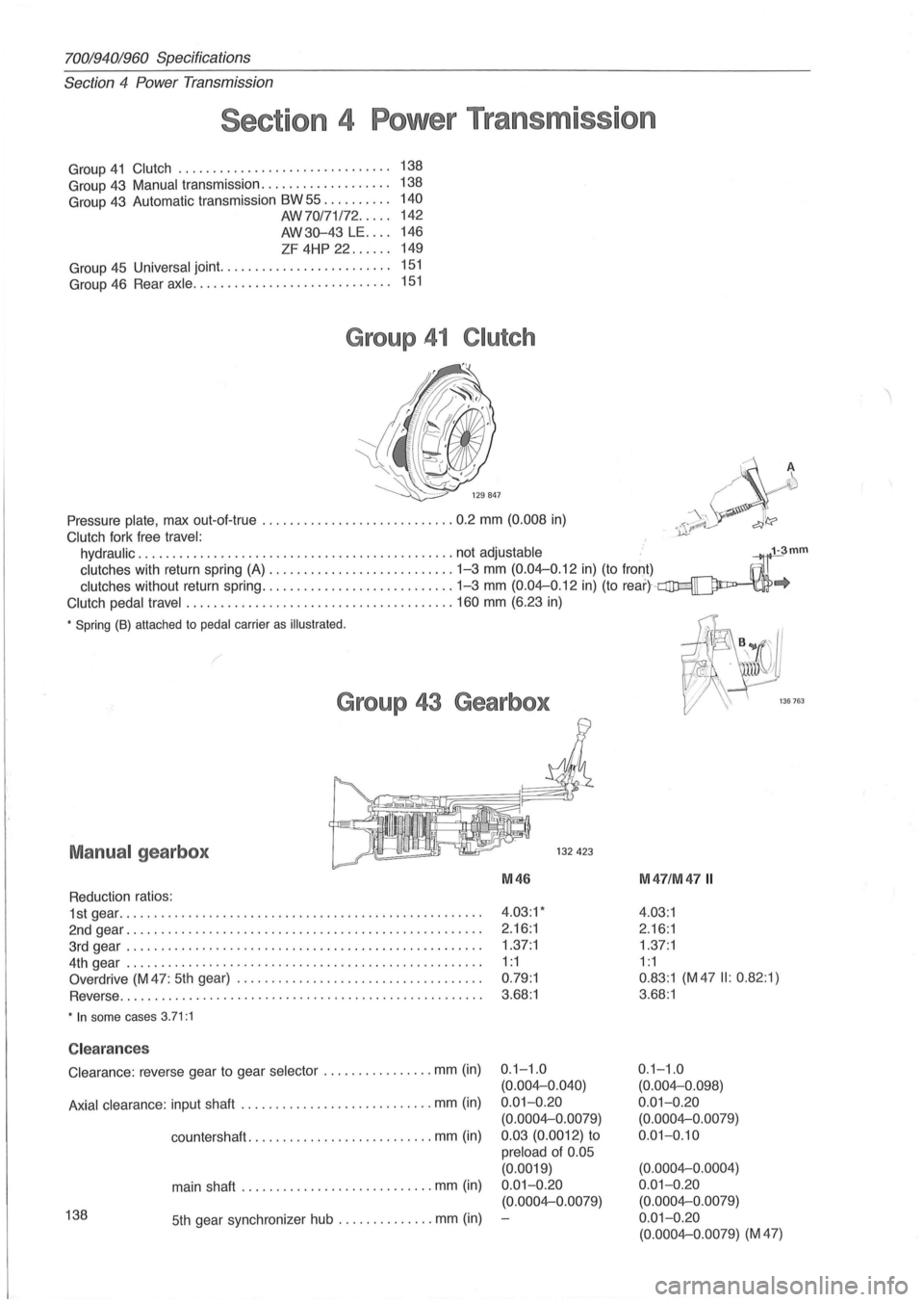 VOLVO 700 1982 Service Repair Manual 70019401960 Specifications
Section
4 Power Transmission
Section 4 Power Transmission
Group 41 Clutch ...... . . . . . . . . . . . . . . . . . . . . . . . .. 138
Group 43
Manual transmiss VOLVO 700 1982 Service Repair Manual 70019401960 Specifications
Section
4 Power Transmission
Section 4 Power Transmission
Group 41 Clutch ...... . . . . . . . . . . . . . . . . . . . . . . . .. 138
Group 43
Manual transmiss