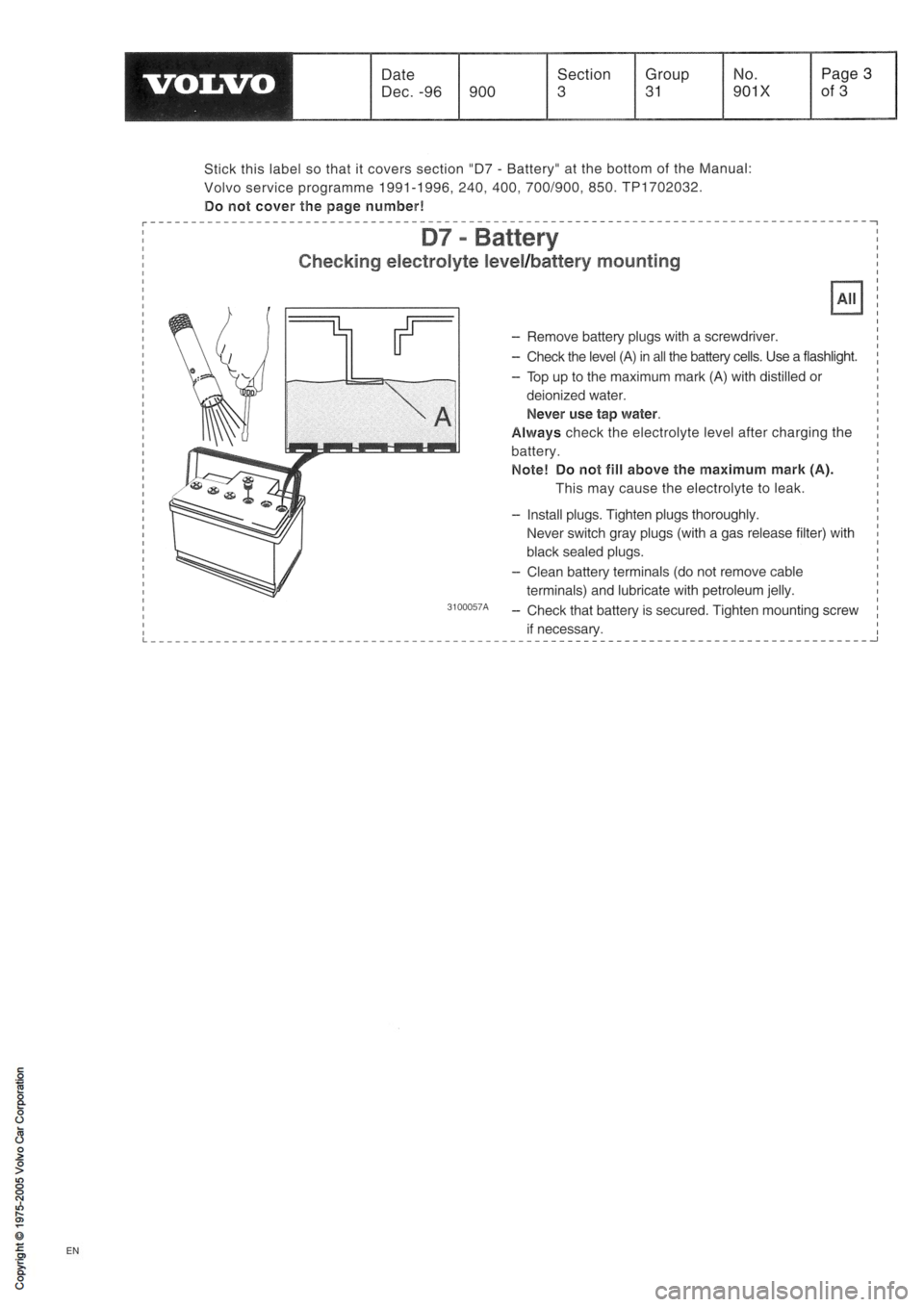 VOLVO 850 1991  Service Repair Manual 