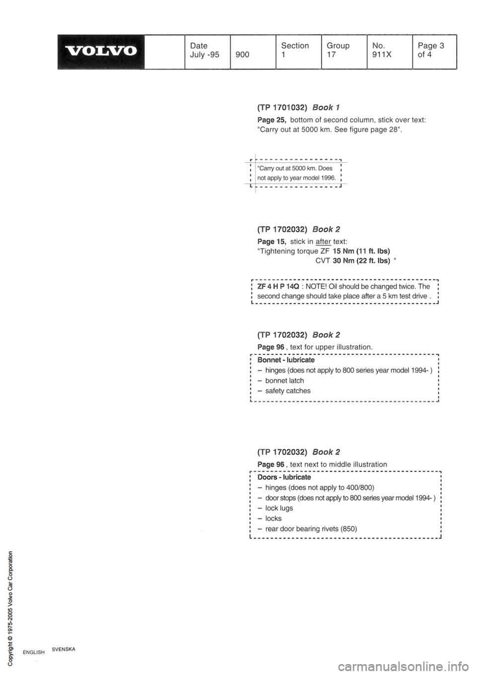 VOLVO 850 1991  Service Repair Manual 