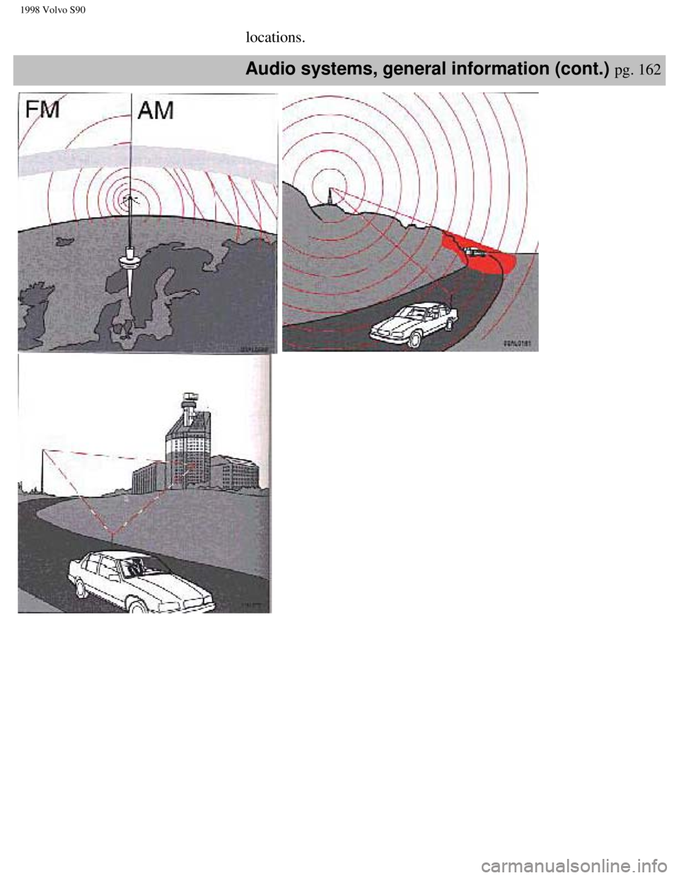 VOLVO V90 1998  Owners Manual 
1998 Volvo S90
locations. 
Audio systems, general information (cont.) pg. 162 
  
 
file:///K|/ownersdocs/1998/1998_SV90/98S90_161.htm (2 of 7)12/30/2006 \
1:52:56 PM 