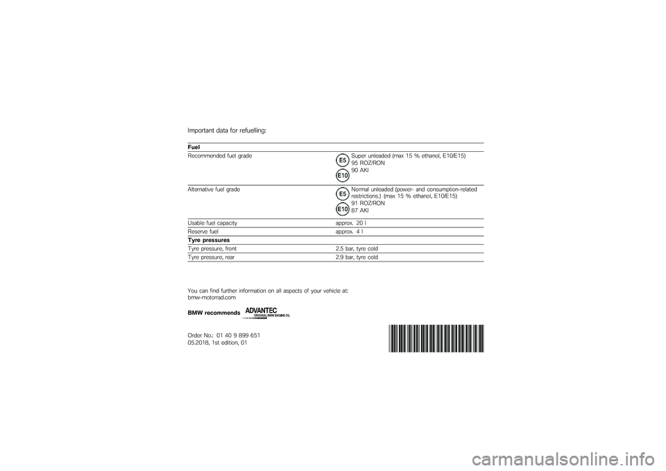 BMW MOTORRAD R 1250 GS 2018  Riders Manual (in English) ������
��\f�
 ���
� ��� ��������	�\f��8
��\f��
���
�����\f��� ���� ���������� ��\f������ ����+ �/�9 �: ��
�\b��\f���% �*�/�.��*�/�9�"�;�9 �