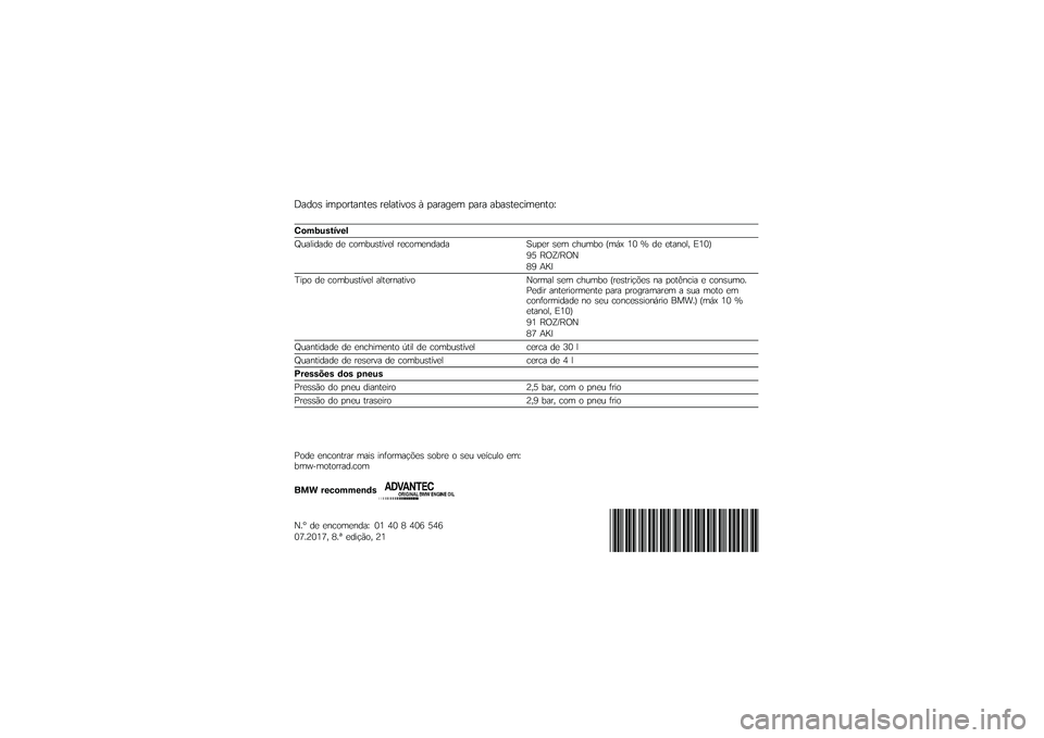 BMW MOTORRAD R 1200 GS ADVENTURE 2017  Manual do condutor (in Portuguese) �%����  �
����\f������  �\f�����
���  �2 ���\f���� ���\f� ��+�� ����
������D
�E�	���
���� �� ����+�	� ����� �\f���������� �#�	���\f � �