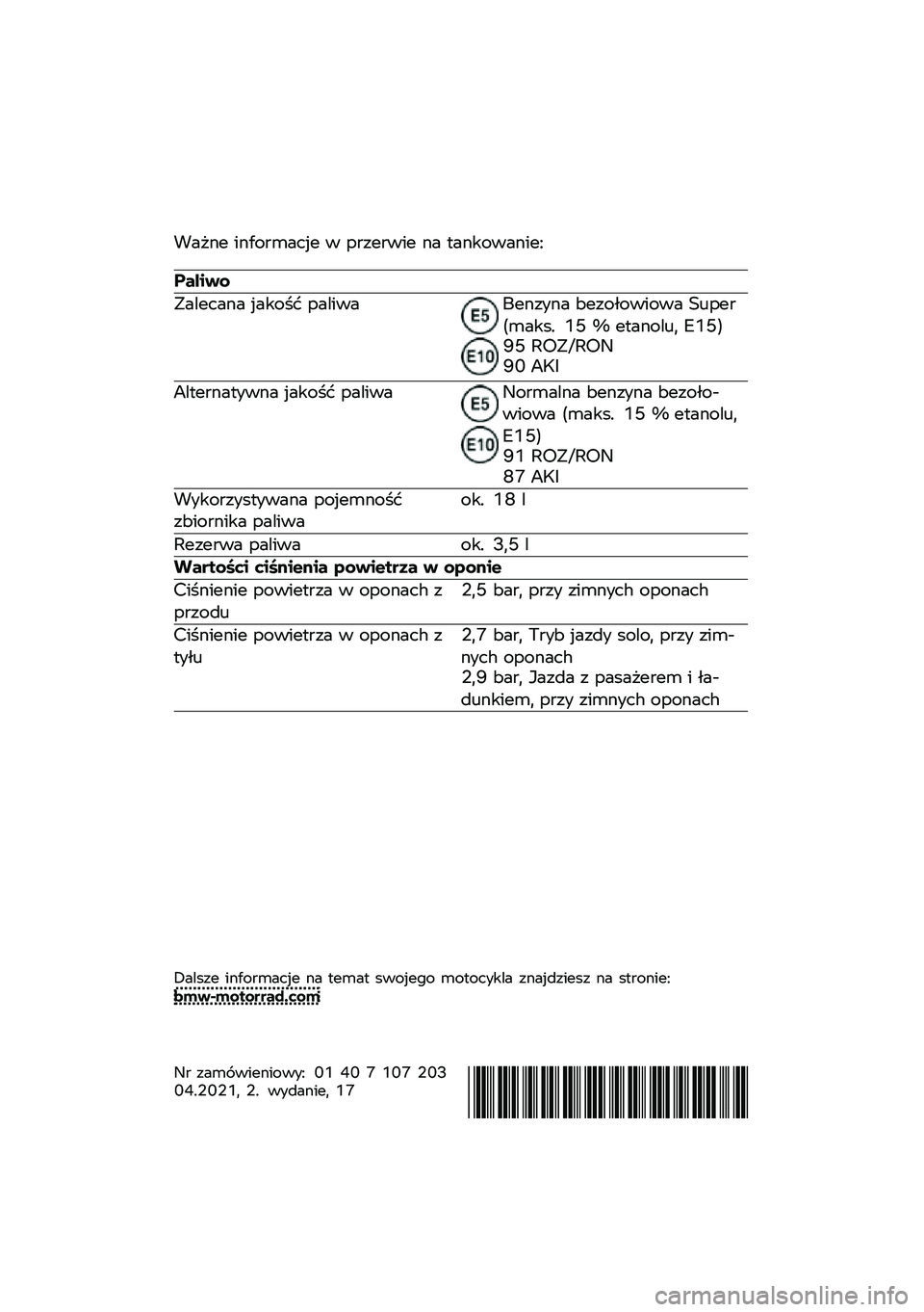 BMW MOTORRAD R NINE T 2021  Instrukcja obsługi (in Polish) �!��"�\f� ��\f���
�	���� � ��
���
��� �\f� �
��\f�����\f���=
������
�.������\f� �����$� �������6��\f���\f� �<����-������ �>�\b���
��	��