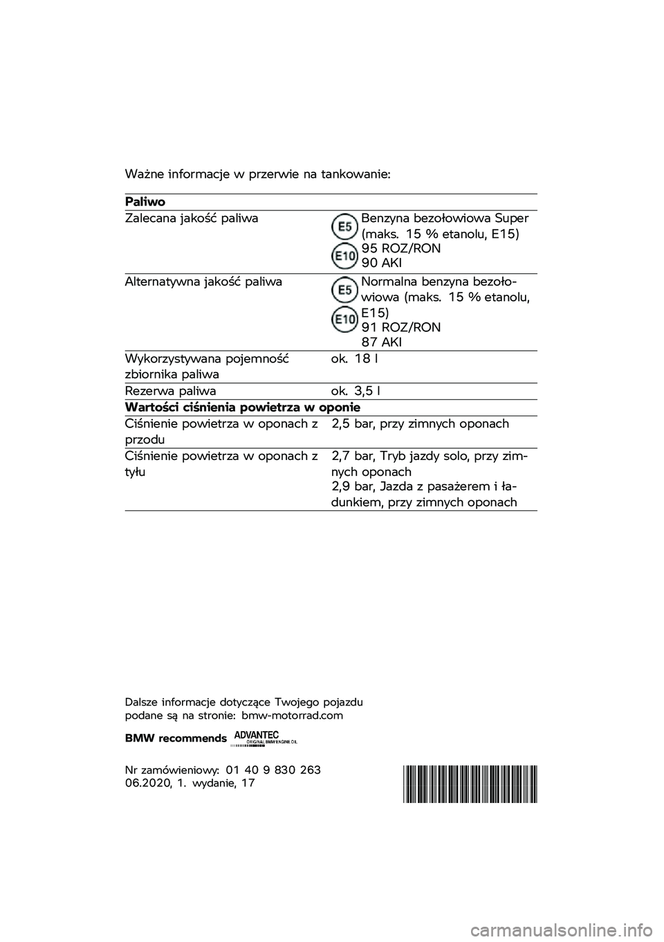 BMW MOTORRAD R NINE T 2020  Instrukcja obsługi (in Polish) �!��"�\f� ��\f���
�	���� � ��
���
��� �\f� �
��\f�����\f���;
������
�.������\f� �����$� �������4��\f���\f� �:����-������ �<�\b���
��	��